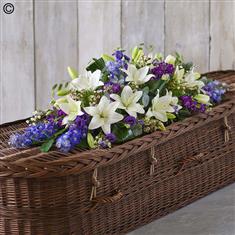 Blue &amp; White Casket Spray 120cm